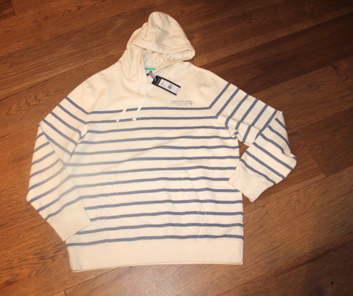 NEW men's  SZ L Vineyard Vines Surfside striped Hoodie Pullover Marshmallow $120