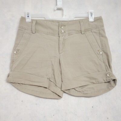 Gap Chino Cuffed Shorts Women's 8 Beige Cotton Mid-Rise Slash Pockets Flat Front