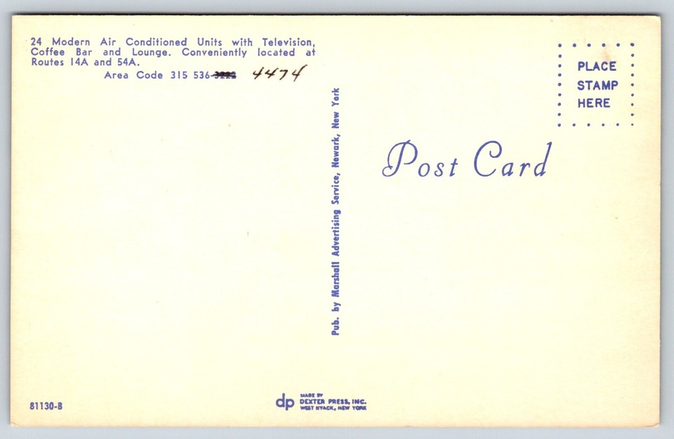 Postcard NY Penn Yan Town Motel Vintage Cars eBay