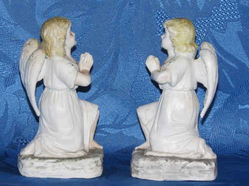 02E16 ANCIENNES STATUES ANGE ANGELOT EN BISCUIT POLYCHROME CRÈCHE RELIGION XIX e - Picture 3 of 7