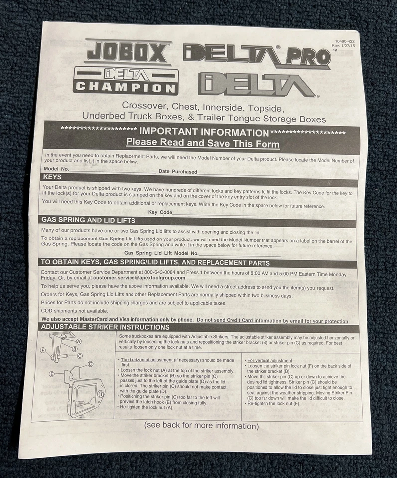 Delta Pro Champion Jobox 1232000 cofre crossover tapa única camión caja almacenamiento Foto 2 de 4