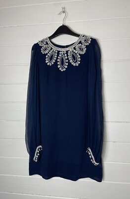 French Connection Navy White Pure Silk Beaded Bex Mini Tunic Dress 8 36 | eBay UK French Connection Navy White Pure Silk Beaded Bex Mini Tunic Dress 8 36 | eBay UK