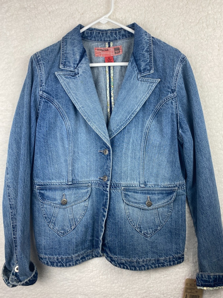 Vintage Y2K Mossimo Western Style Denim Jacket Flap Pockets Womens 