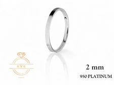 950 Platinum Solid FLAT 2mm Wedding Band Ring - Comfort Fit ICE MATTE Finish New