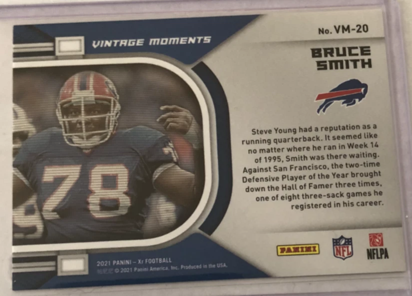 2021 Panini XR Vintage Moments BRUCE SMITH Gold /10 BUFFALO BILLS HOF - Image 2 of 3