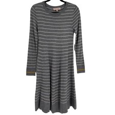 Philosophy Cashmere Blend Long Sleeve Knee Length Fit & Flare Sweater Dress Gray