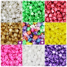 BeadTin Pearl 13mm Star Pony Beads (250pcs) - Color choice