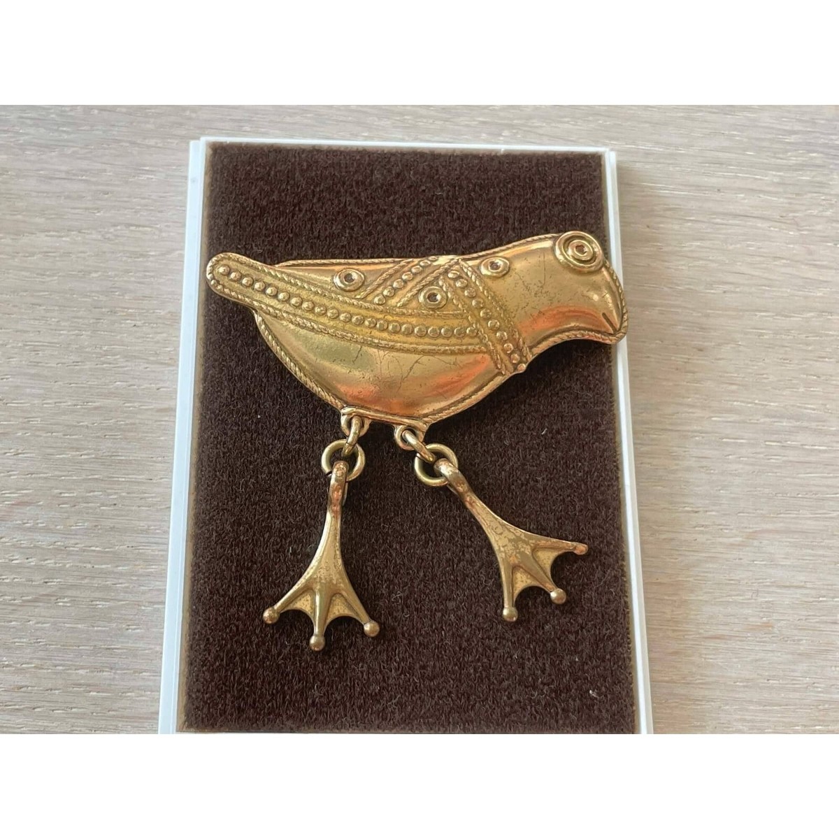 Broche Oiseau En Bronze Kalevala Koru - Bijou Finlandais Vintage, Boîte Incluse