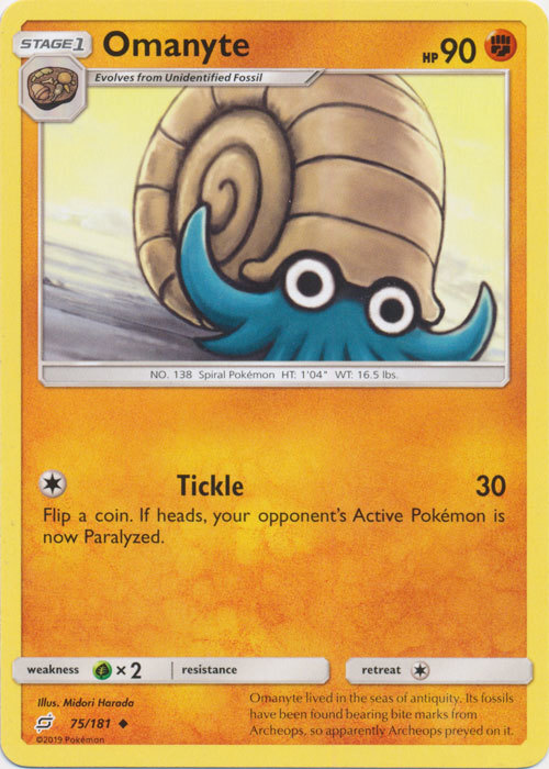 Pokemon Omanyte - 75/181 - Uncommon NM-Mint Team Up