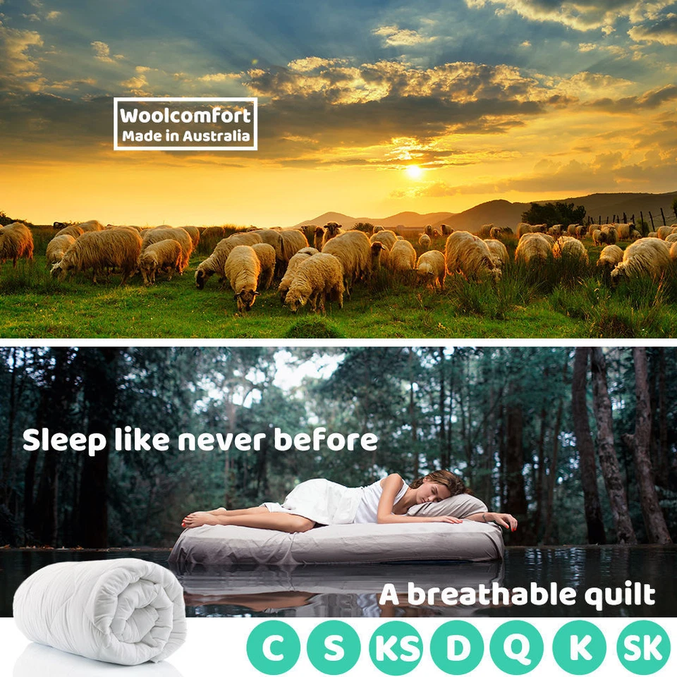 WINTER WEIGHT-All Size 700GSM AUS MADE100% Wool Quilt Doona Duvet Blanket - image 2 of 4