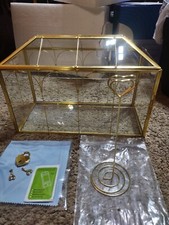 ONE OF A KIND HANDMADE BRASS AND GLASS WEDDING BOX WITH HEART LOCK!