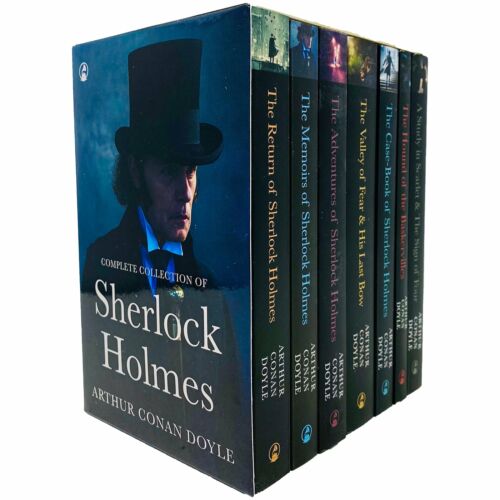 Sherlock Holmes Serie komplette Sammlung 7 Bücher Set von Arthur Conan Doyle NEU - Bild 1 von 9