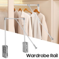 Adjustable Lift Pull Down Wardrobe Closet Clothes Hanging Rail 700-930mm Rack UK