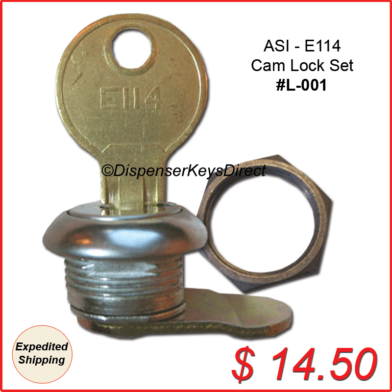 ASI E114 Cam Lock Set "L001" for Paper Towel, Toilet Tissue Disp