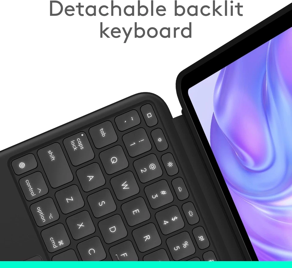Logitech Combo Touch iPad Pro 11-inch Keyboard Case, Detachable Keyboard * Black - Image 3 of 4