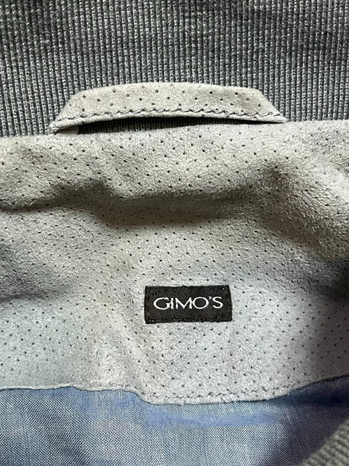 Gimo’s Perforation Jacket Leather Luxury Bomber Jacket Gray Size M - Image 4 of 4