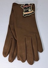 Vintage womans Crescendoe Wonder Fabric Siena tan Gloves Size 7 Unlined nylon
