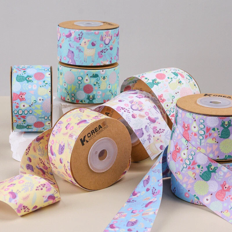 1 Rollo Fruta Gato Animal Patrón Cinta Hágalo Usted Mismo Sombrero Lazo Accesorios Linda Cinta Foto 3 de 4