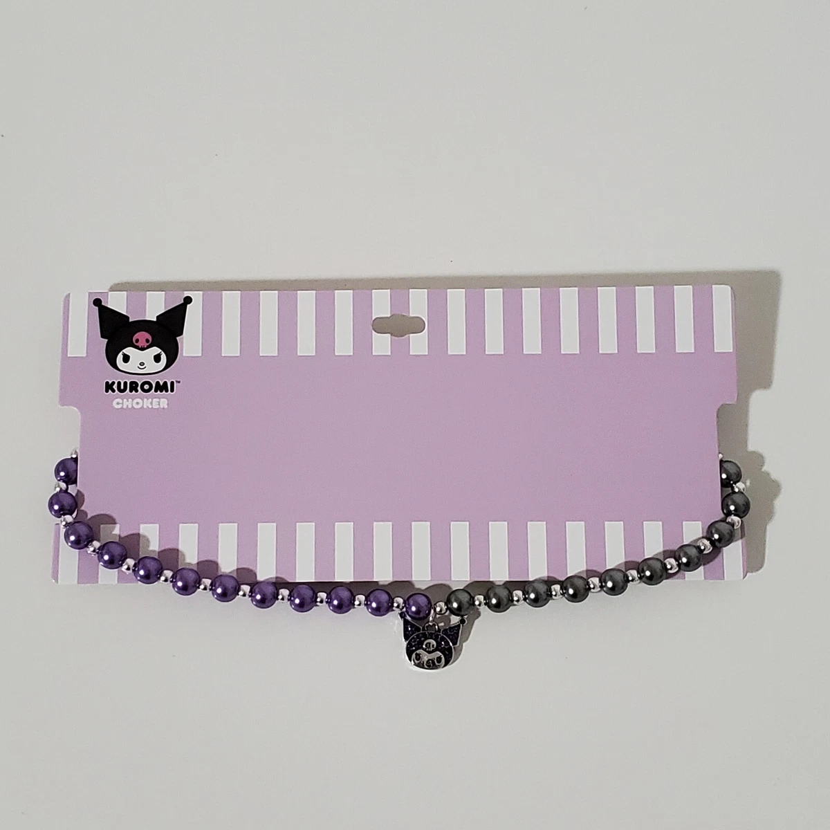 Sanrio Hello Kitty Kuromi Purple Split Beaded Charm Choker Necklace