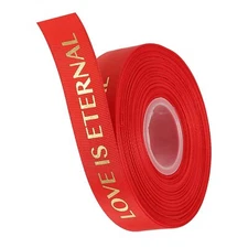 1 Inch Wide Love You Satin Ribbon 50 Yard Red Ribbons for Bouquet Valentine W...