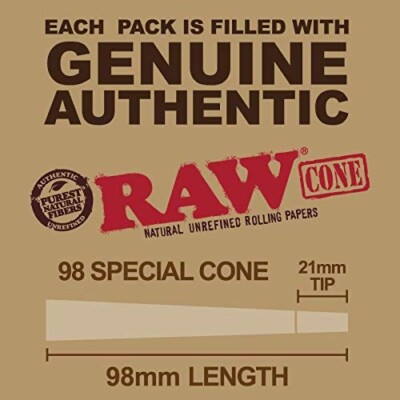 150 RAW Cones- 75 EACH Classic Pre-Rolled Cones 98 Special + King Size!!    