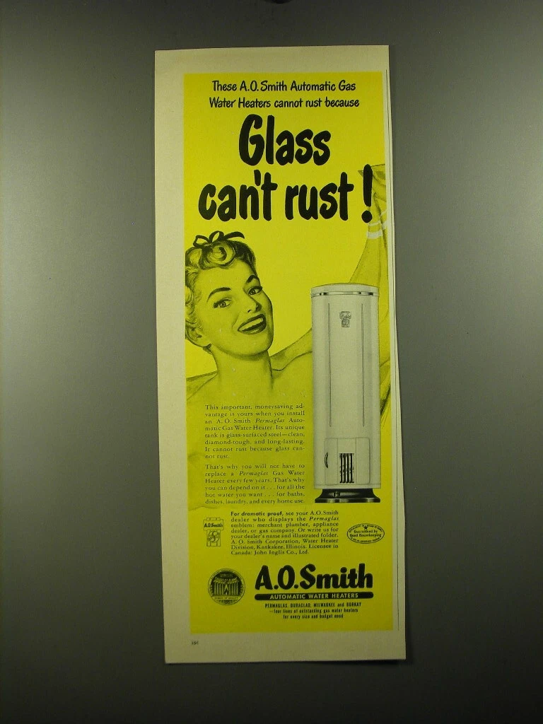 1950 A.O. Smith Permaglas Automatic Gas Water Heater Advertisement | eBay