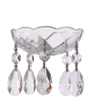 4-Inch Crystal Cup, Crystal Bobeche With 1.5" Teardrop, Clear with Chrome Pins
