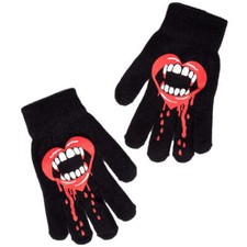 Too Fast Bite Me Vampire Lips Winter Knit Gloves Alternative Womens Clothing