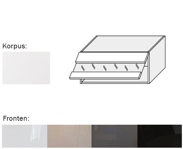 Hängeschrank EST-WES/80/LAM Klapptür 80cm perlweiß matt Acryl Frontfarbe wählbar