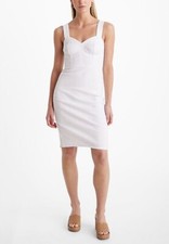 Express Dress Size 12 White Denim Corset Bodice Sheath NEW Minimalist