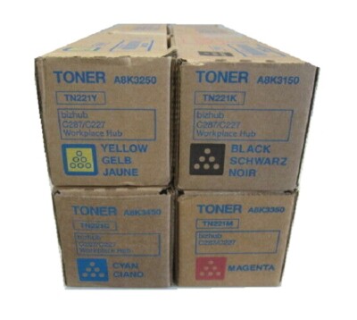 bizhub C287 C227用のトナーカートリッジ4色セット。 4 x Original Toner Konica Bizhub C227 C287 Develop Ineo +227 +287
