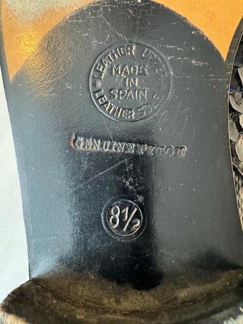 Python Snakeskin Men's DeLaRentis Solid Black Ita… - image 3