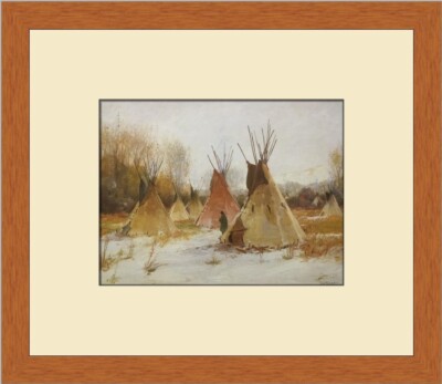 Joseph Henry Sharp Winter on Crow Reservation in Montana Custom Framed Print