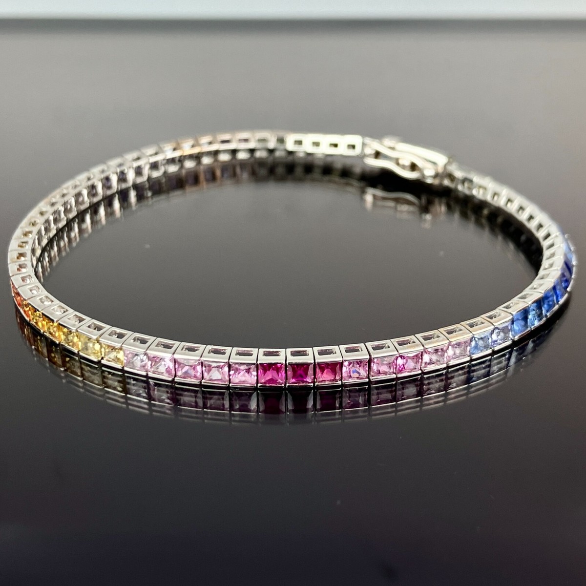 14k White Gold Channel-Set Multi-Color Rainbow Sapphire 14k White Gold Channel-Set Multi-Color Rainbow Sapphire