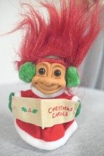 Vintage Russ Berrie Red Hair Christmas Carols Ear Muffs Shoes Troll Doll 5"