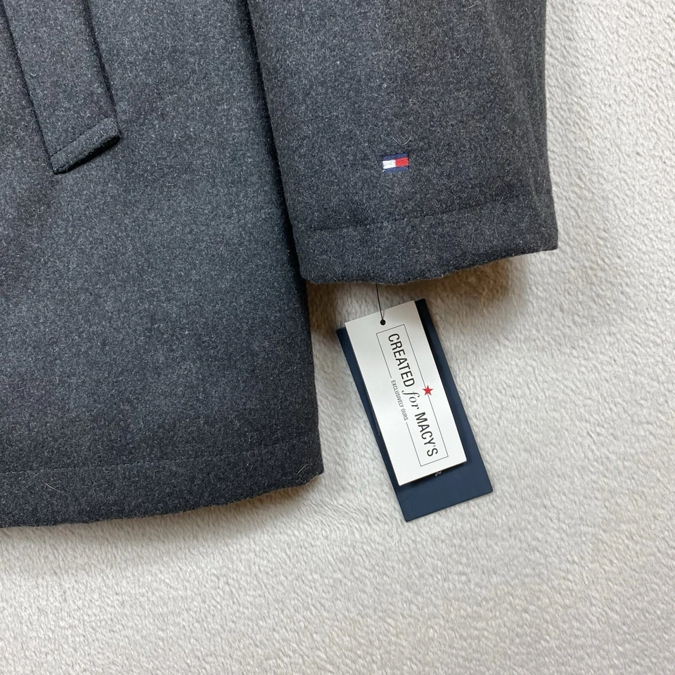 Tommy Hilfiger Wool Melton Walking Coat Puffer Lined Jacket Mens M Gray NWT $275 - Image 2 of 4