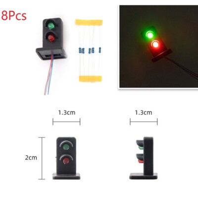 8Pcs Model Zug HO/OO Scale Signale 2 Lichter LED Signal Lampe Grün/Rot