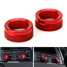 Red Aluminum AC Climate Control and Radio Volume Knob Ring Covers For Porsche