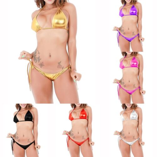 Femmes Sexy String G-String Mini Bikini Maillot Côté Cravate sous-Vêtement Gorge - Photo 1 sur 19