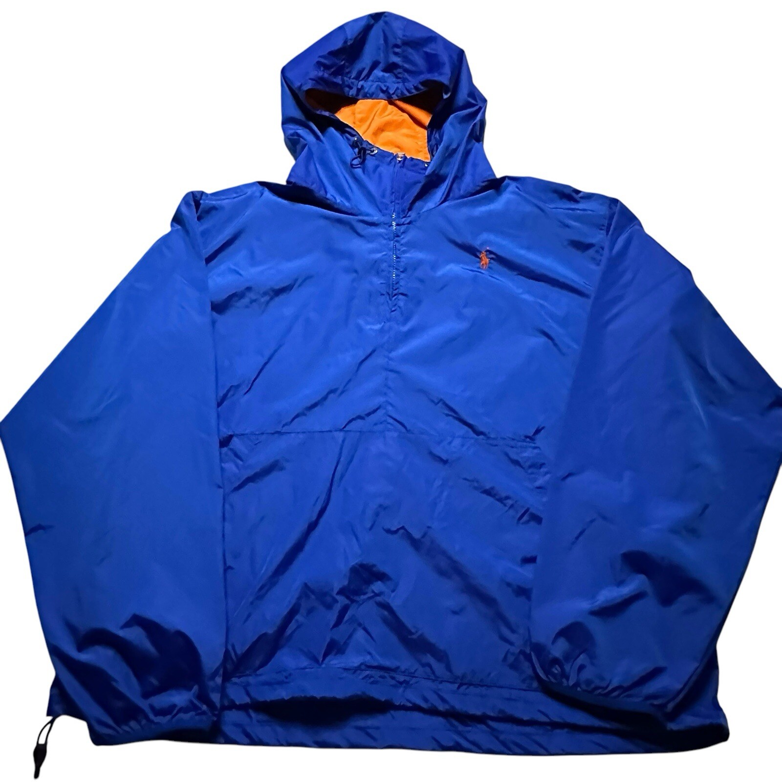 Giacca a vento Polo Ralph Lauren uomo XL quarto zip leggera logo pony blu