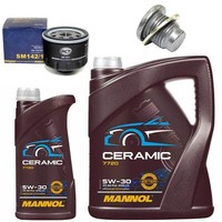MotoröL Filter Set Mannol 5W-30 Ceramic 6 Liter + Schraube FüR Dacia Renault 2.0