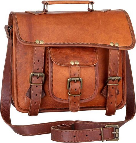 Borsa a tracolla in tela e pelle / Borsa a tracolla in pelle / Borsa per laptop / Regalo per lo sposo / Valigetta in pelle da uomo / Borsa in tela cerata - Italia