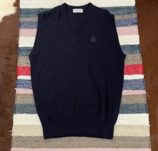 Vintage IZOD Mens Sweater Vest Size Large Navy Blue Pullover Made in USA