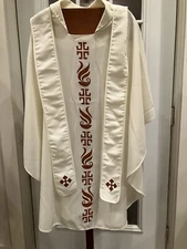 (4) Vintage Chasuble with Stole Vestment Catholic Church