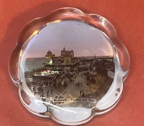 Rare  Antique Victorian glass flower paperweight of Weymouth Pavillion and Pier