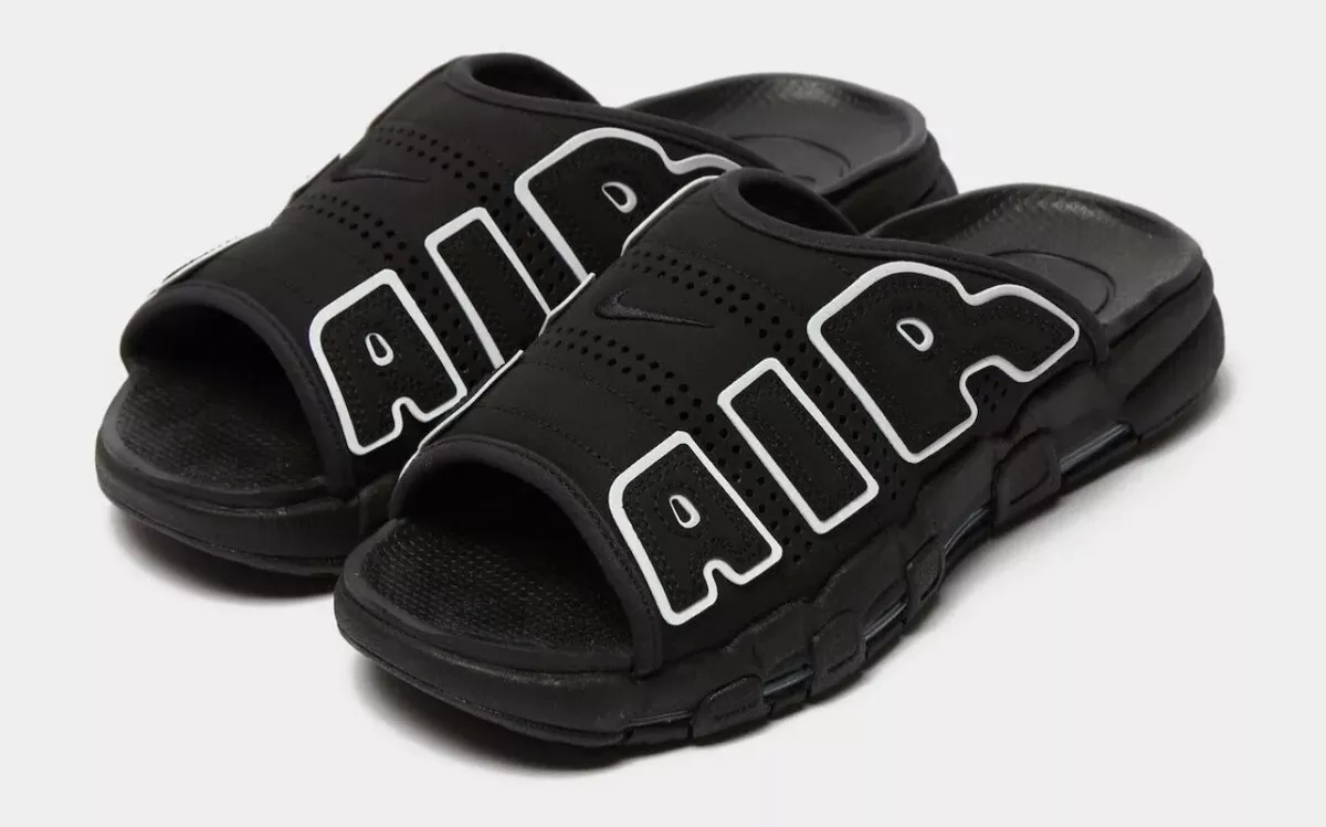 Nike Air More Uptempo Slide Black White DV2137-001 Mens Size NEW