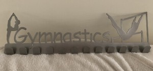 Beautiful LARGE GYMNASTICS Silver Glittery MEDAL HANGER 12 Hooks-Almost 2’ Long!