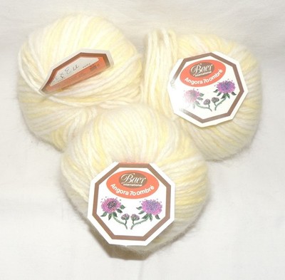 60g (57g) Wolle Baer Angora 70 ombre weiß + hellgelb  70% Angora Wolle 3x20g