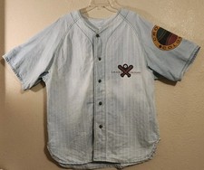 Cross Colours Faded Denim Baseball Shirt - USA Made - Oversized Large