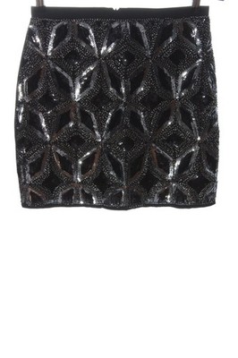 DROLE DE COPINE Minirock Damen Rock Gr. DE 36 schwarz-silberfarben Casual-Look